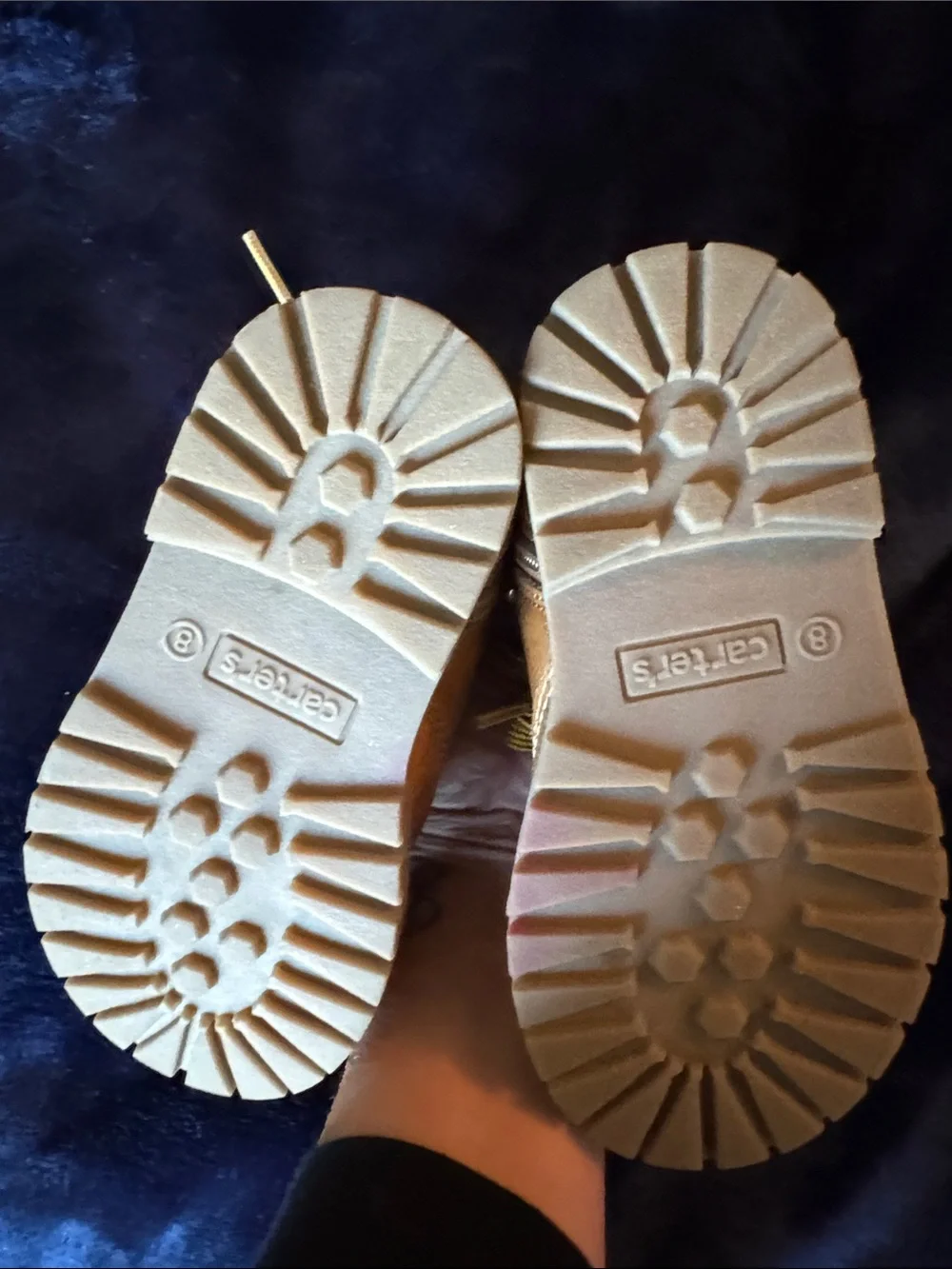 Carter's Tan Brown Lace-Up Kids Boots with Yellow Accent Laces. Worn once.